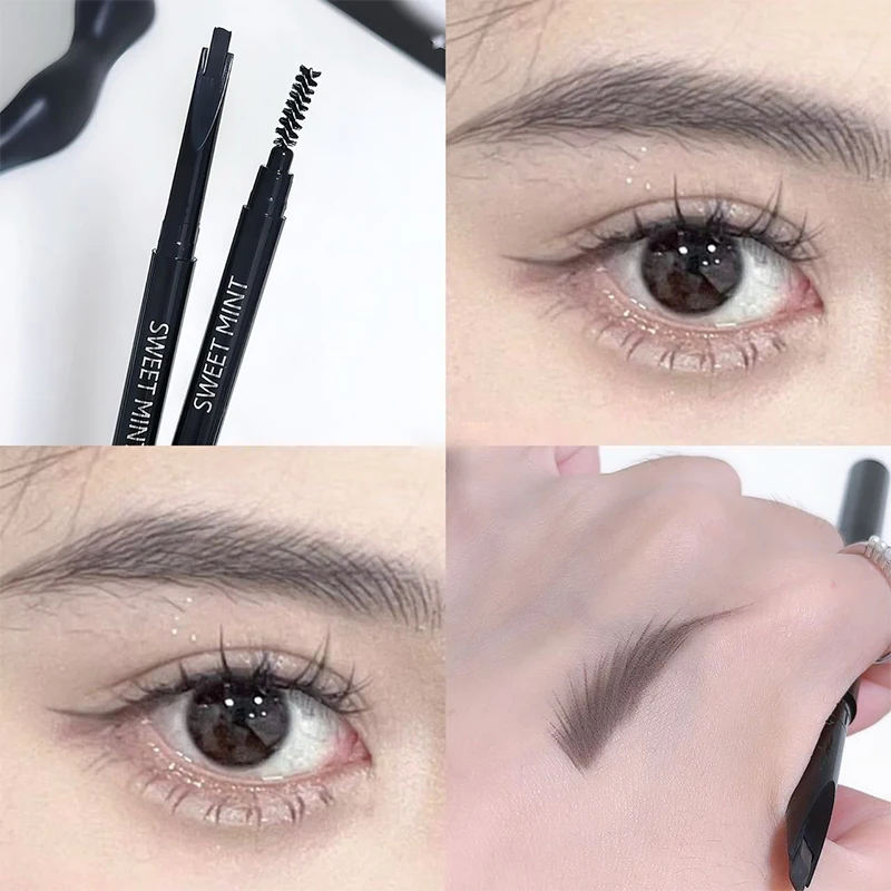 Matita per sopracciglia a doppia testa 2 in 1 Matita per sopracciglia naturale impermeabile a lunga durata resistente al sudore Cosmetico per trucco occhi per principianti