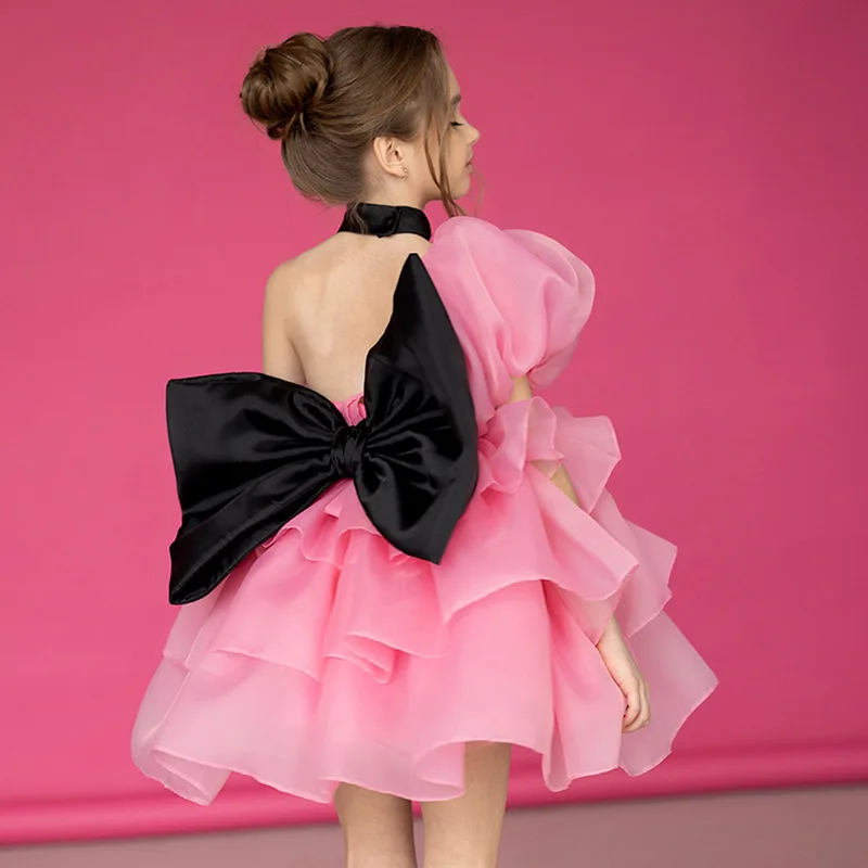 

Платье принцессы для девочек, праздничное платье подружки невесты на день рождения, свадьбу, с большим бантом, пышное праздничное платье для девочек, платье для фортепиано