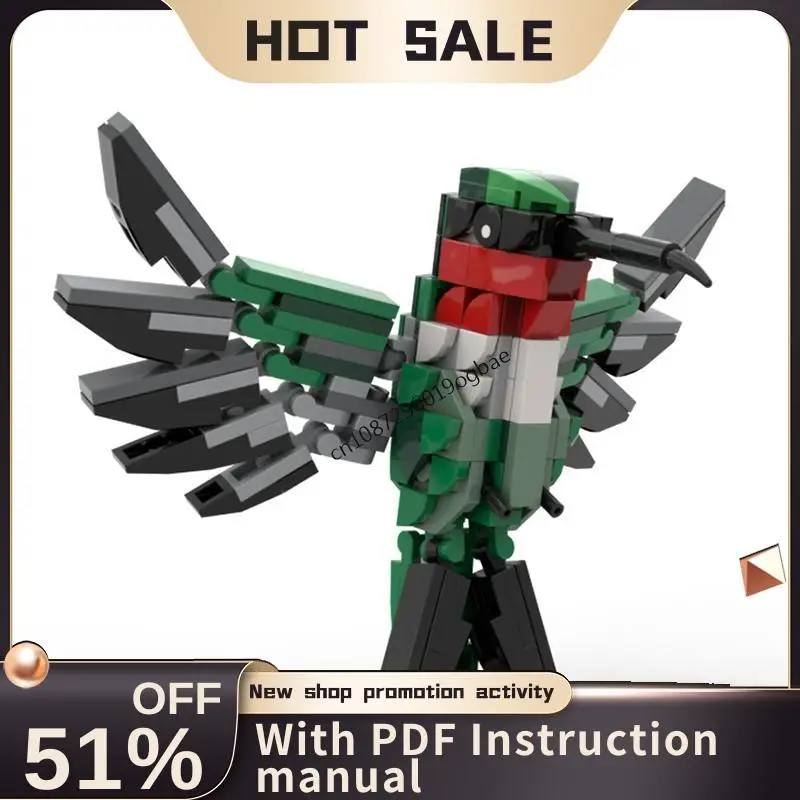 

New 189Pcs Hot Selling Bird Series Moc Ruby-Throated Hummingbird Model Diy Creative Ideas Kids Toys Christmas Birthday Gifts