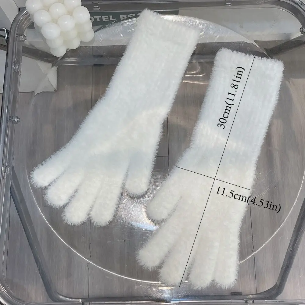 Guantes de punto de felpa suave, manoplas cálidas y elásticas para todos los dedos, pantalla táctil, gruesas, para Otoño e Invierno
