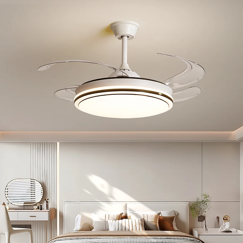 White Ceiling Fan Remote Control Dimmable Chandelier Ventilation Fan For Living Room Bedroom Home Decor Indoor Lighting Fixtures