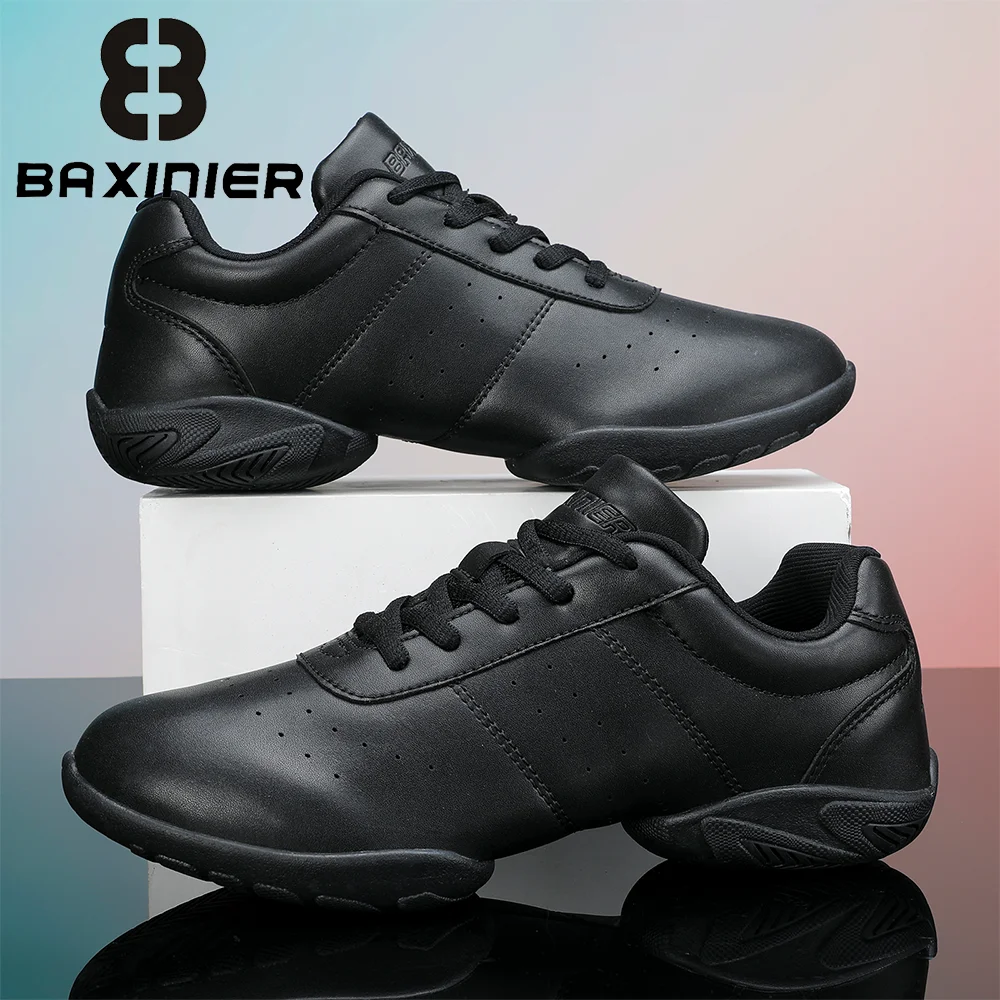 BAXINIER Girls White Dance Sneakers Kids Cheer Tennis Training Shoes Youth Competition Lightweight Cushioned Support