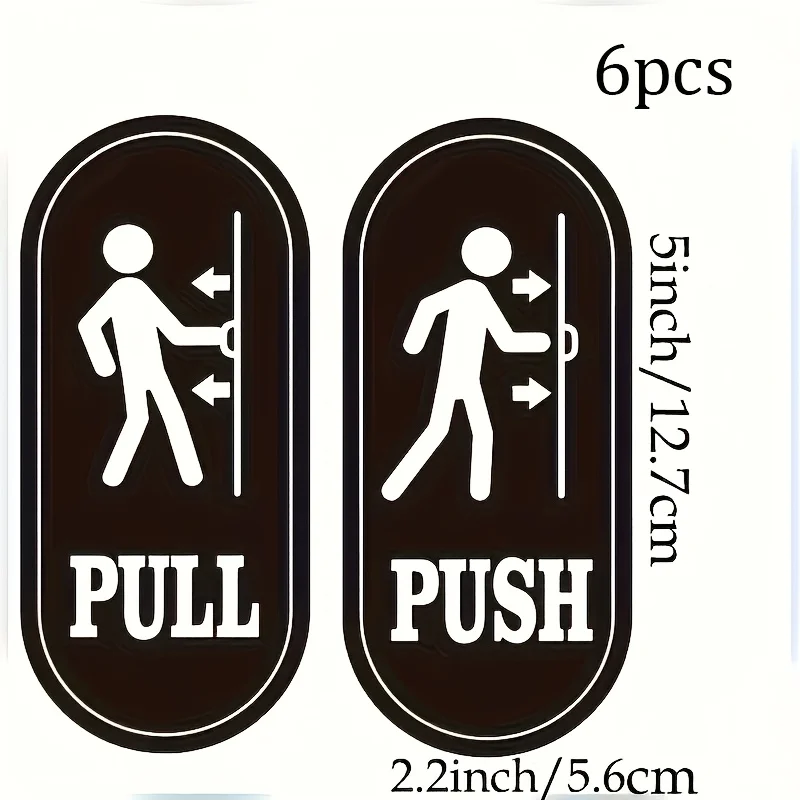 

6PCS push and pull signs for glass doors and other side doors, vertical decals are self-adhesive,
