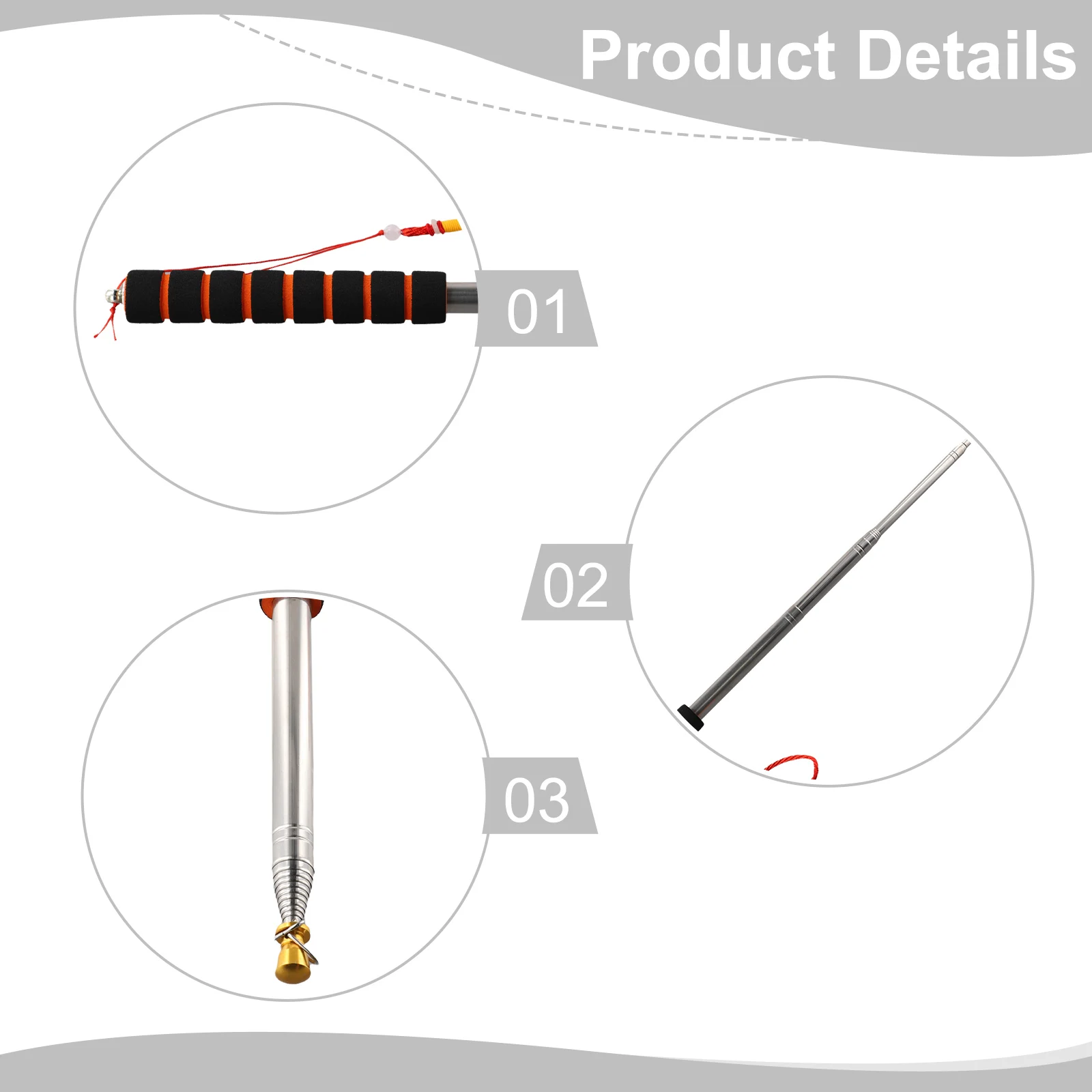 1pc Flag Pole With 4 Pcs & Clips 3 Meters Telescopic Handheld Flagpole Household Hand Tools Replacement Accessories