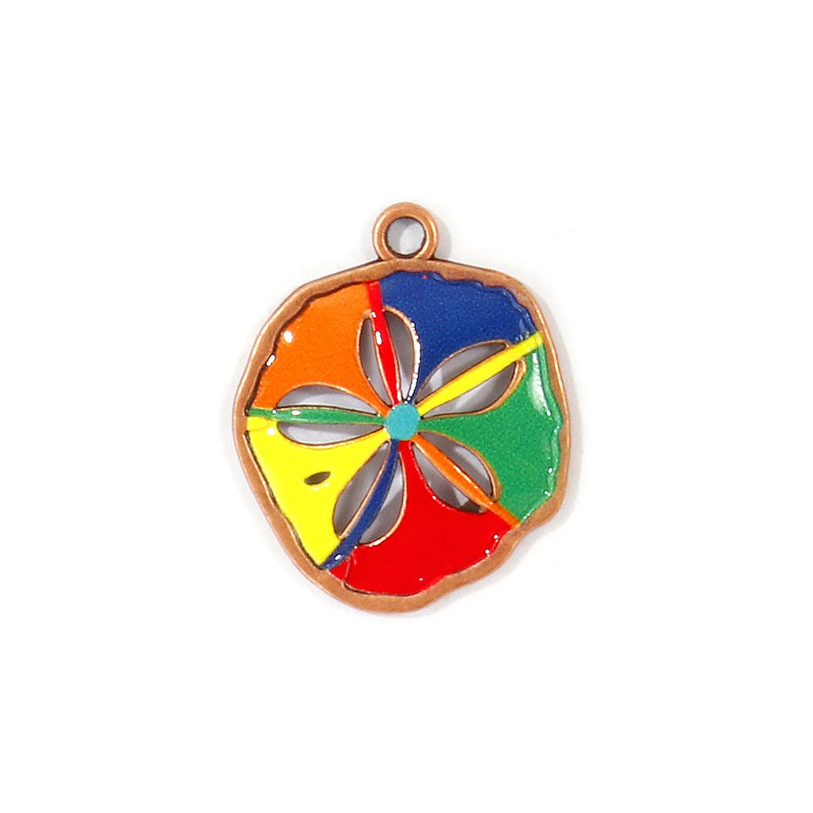 5 Stück Bohemian Ancient Charms Emaille-Anhänger mit Aufdruck, Verbinder aus Zinklegierung, antik kupferbeschichtet, für DIY-Halskettenherstellung, Großhandel – Detail 7