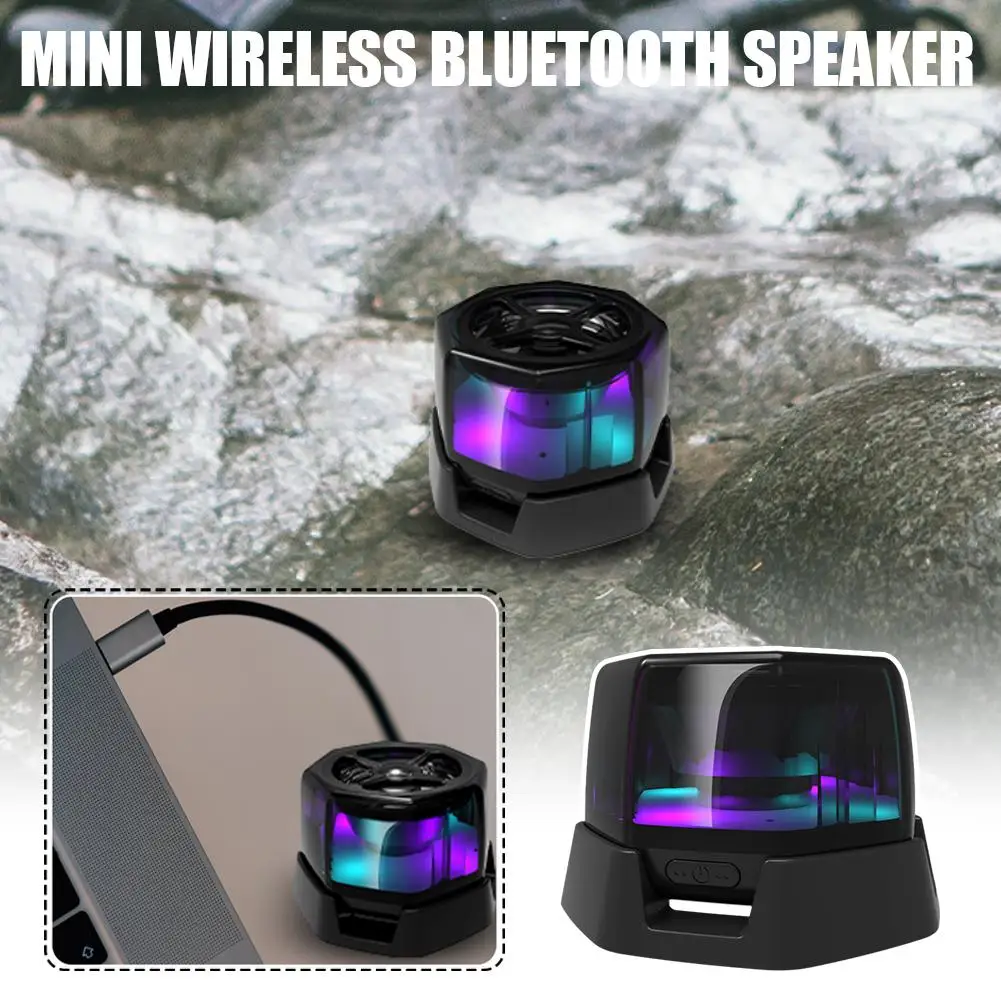 Magnetic Bluetooth-Compatible Wireless Speaker Portable Mini Sound Box RGB Phone Holder Stand For Gaming Travel Y6J3