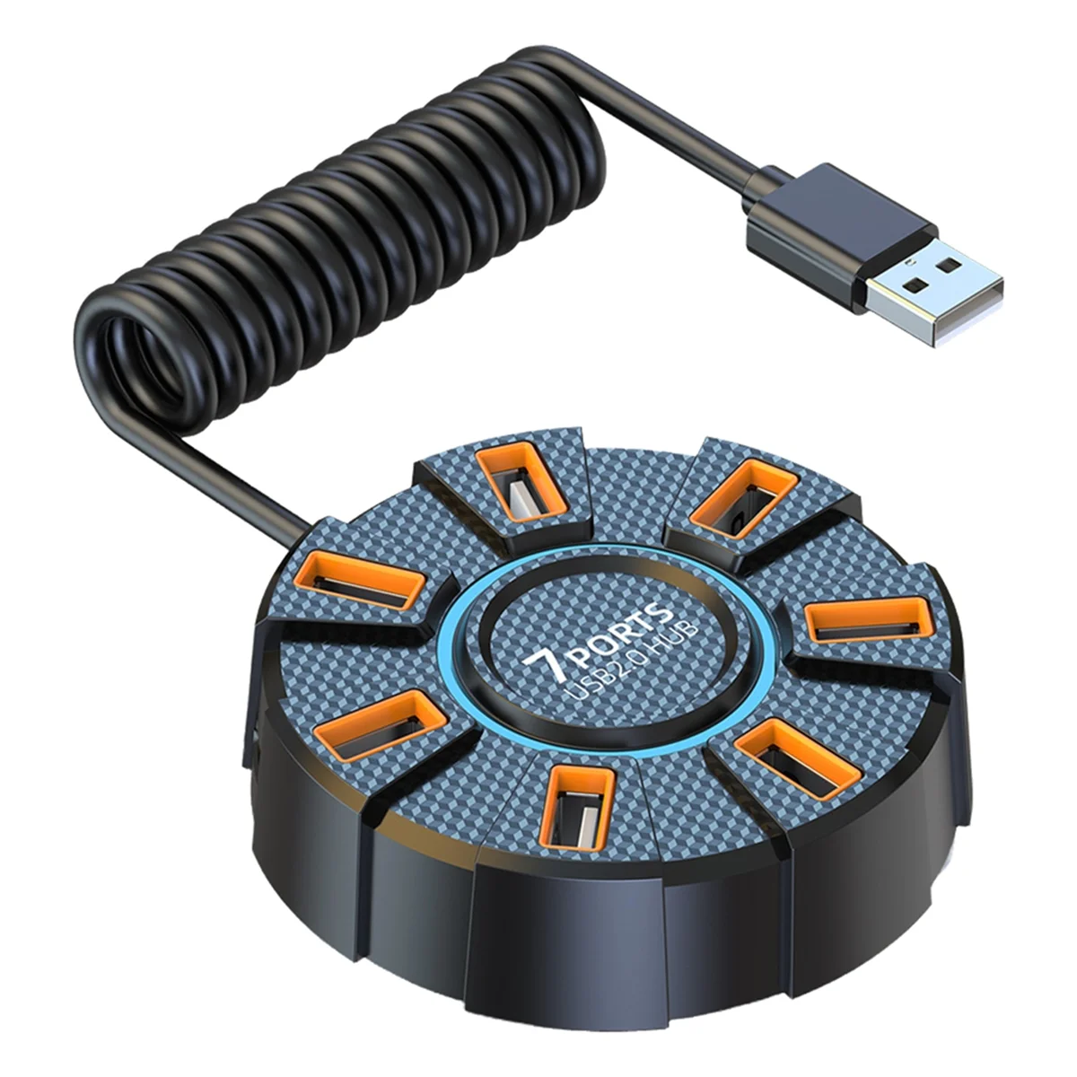 N18R USB 2.0 Hub متعدد الفاصل محول 5Gbps عالية السرعة USB الفاصل محول الطاقة المتوسع المتعدد للكمبيوتر المحمول، 7 منافذ