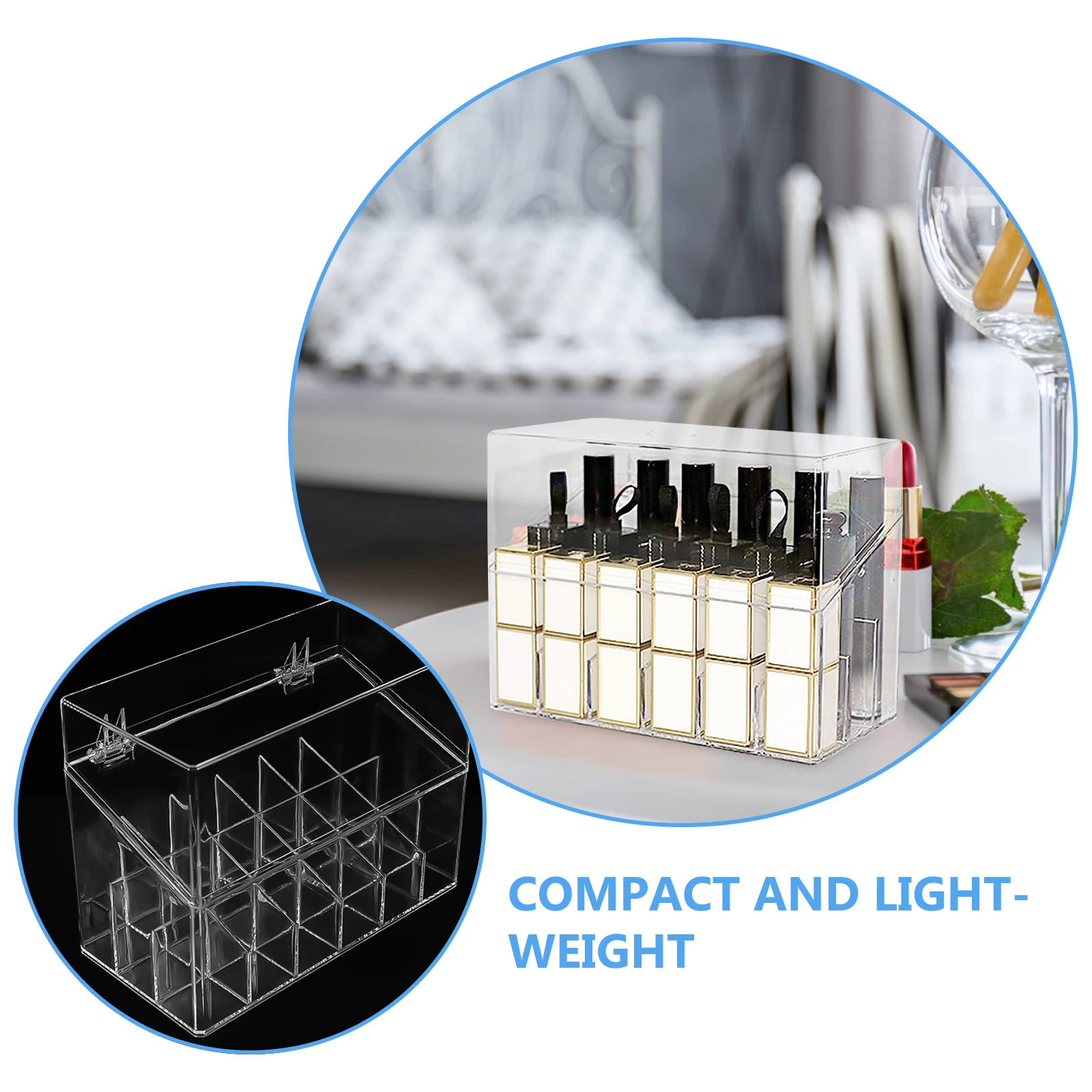 

Lipstick Storage Box Organizer Makeup Organiser Holder Container Organizers Display Case with Lid