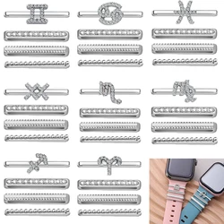 Zodyak işareti 12 takımyıldızı Charms Apple Watchband silikon kayış dekoratif takı damızlık Charm için Iwatch 4 adet/takım Charm