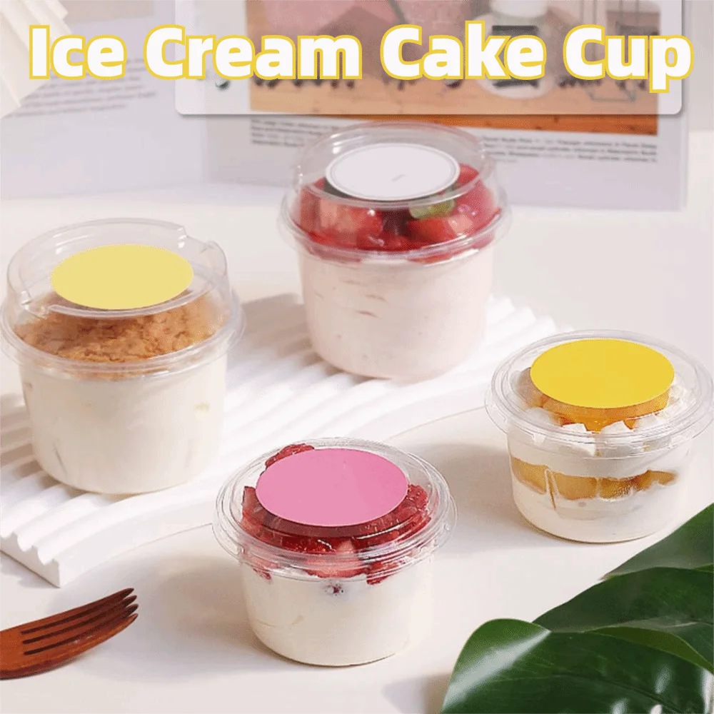 

50Pcs 150/250ml Disposable Salad Cups Round Shape Leak-Proof Dessert Cups with Lid Clear Plastic with Lid