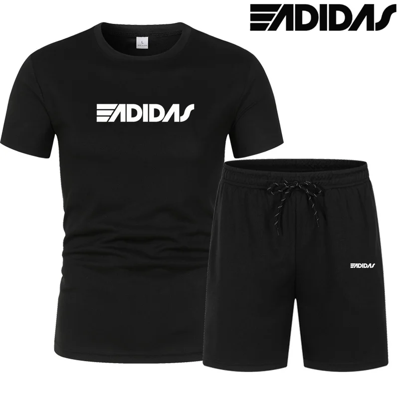 

Summer Youth Men's Short sleeved T-shirt+Shorts Set Fashion Trendy Casual Sports Two Piece Set,Mesh, breathable, quick-drying