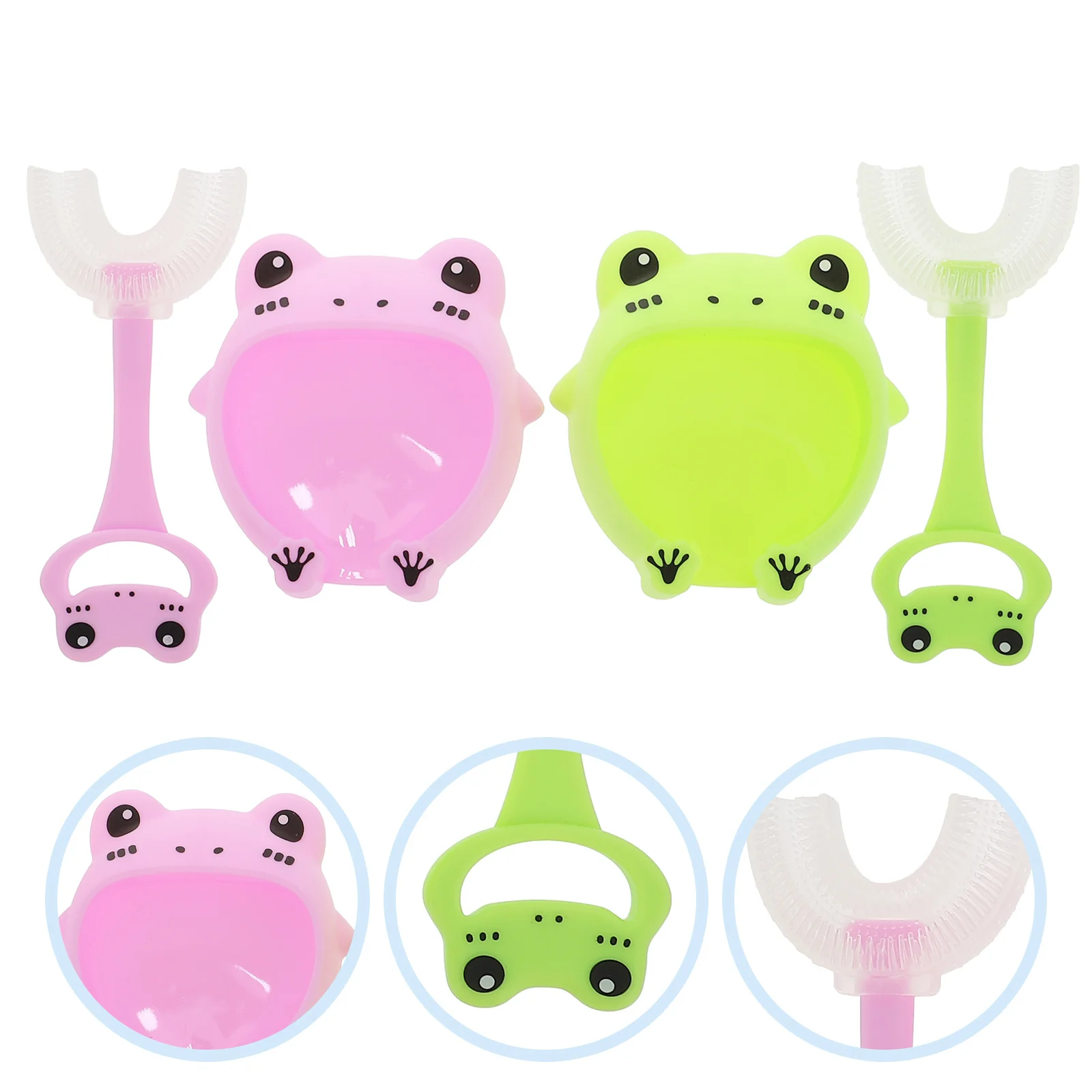 2 مجموعات الاطفال فرشاة أسنان من السيليكون على شكل حرف U شعيرات ناعمة أداة تنظيف الفم طفل فرشاة الأسنان سن 2-4 أطفال فرشاة تنظيف الأسنان #1