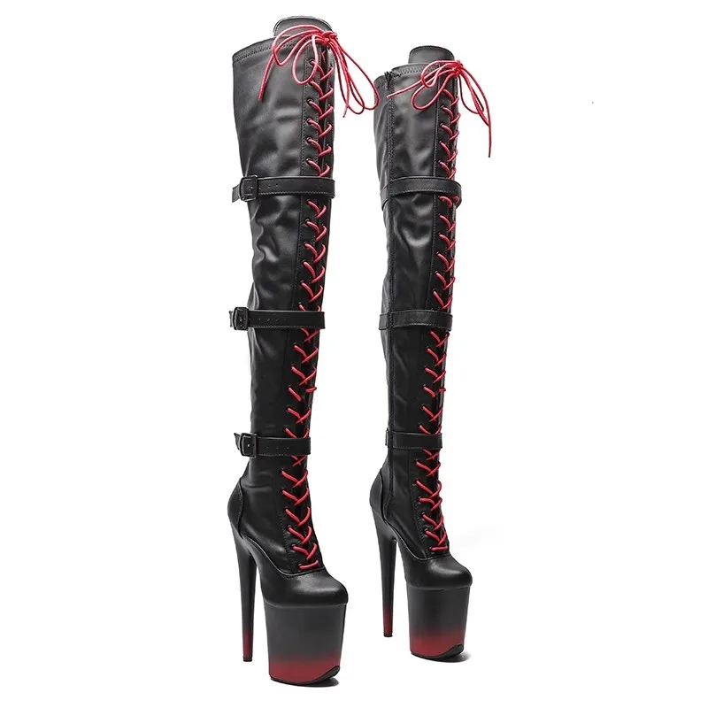 

LAIJIANJINXIA New 23CM/9Inch PU Upper Women's Platform Party High Heels Modern Over The Knee Boots Pole Dance Shoes 095