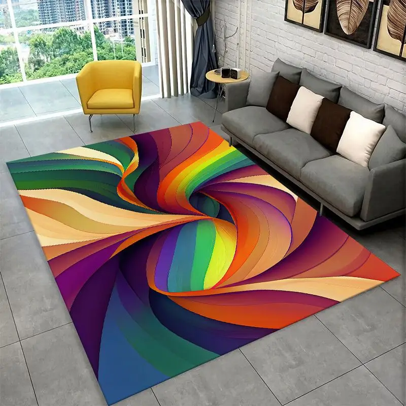 Fashion Rainbow Colour Scenery Large Area Rug Non-slip Durable Carpet for Bedroom Living Room Sofa Doormat Home Decor Floor Mat