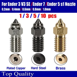 NOZZLE For Ender 3 V3 SE Nozzle 3D Printer Parts Nozzles For Ender 7 Ender 5 S1 Serise Nozzle 0.2 0.4 0.6 0.8 1.0mm 1/3/5/10 pcs