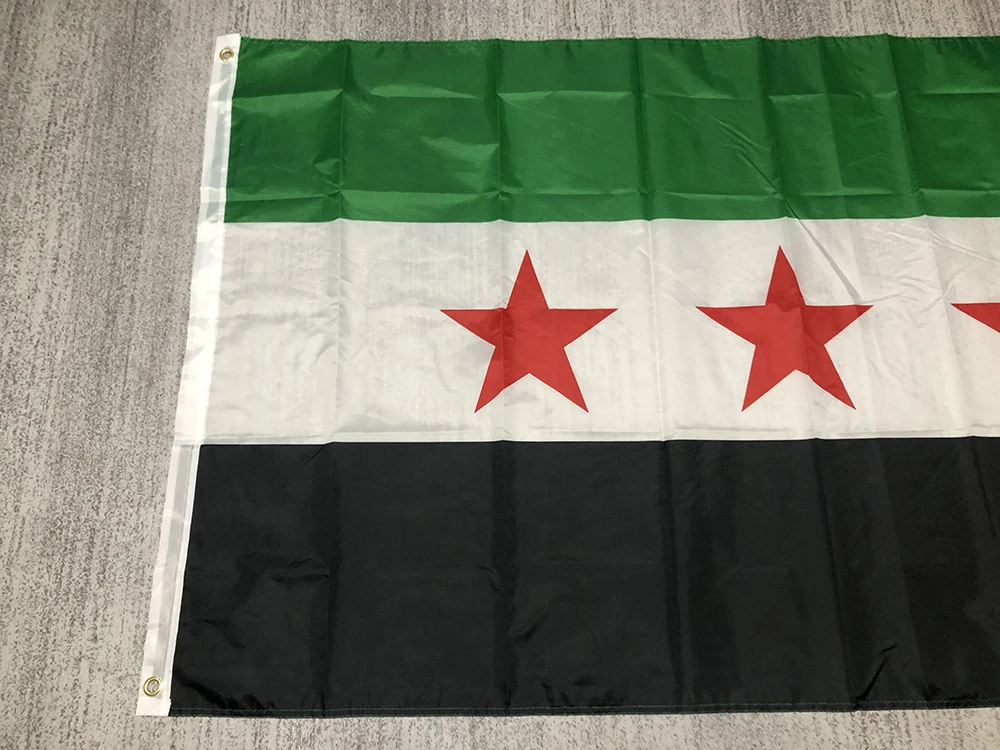 superonezxz flag Syria flag 90*150cm The Syrian Arab Republic Syrian three star flag double penetration polyester Hanging Banner