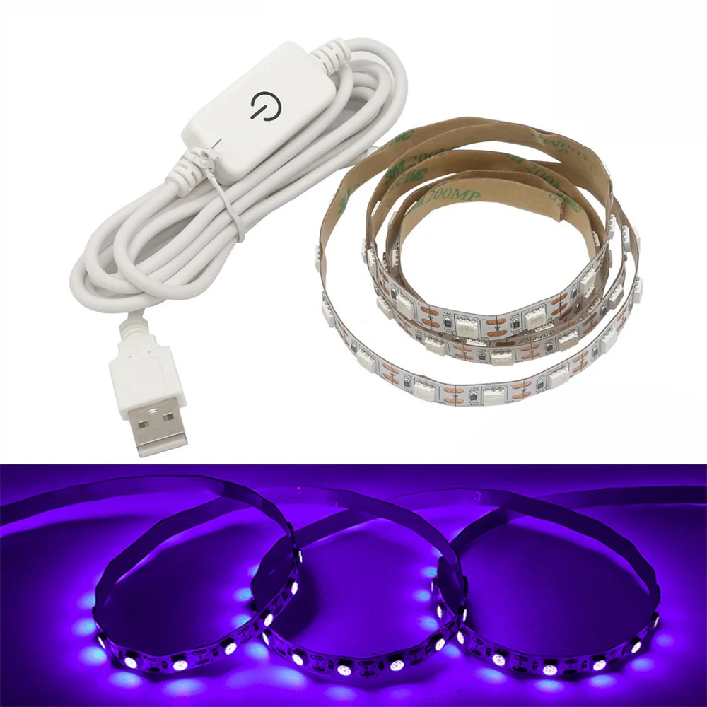 USB 5V UV LED Strip 5050 SMD 60led/m USB AA/zasilany z baterii ultrafiolet 395-405nm nocne wędkowanie Led elastyczny pasek Blacklight