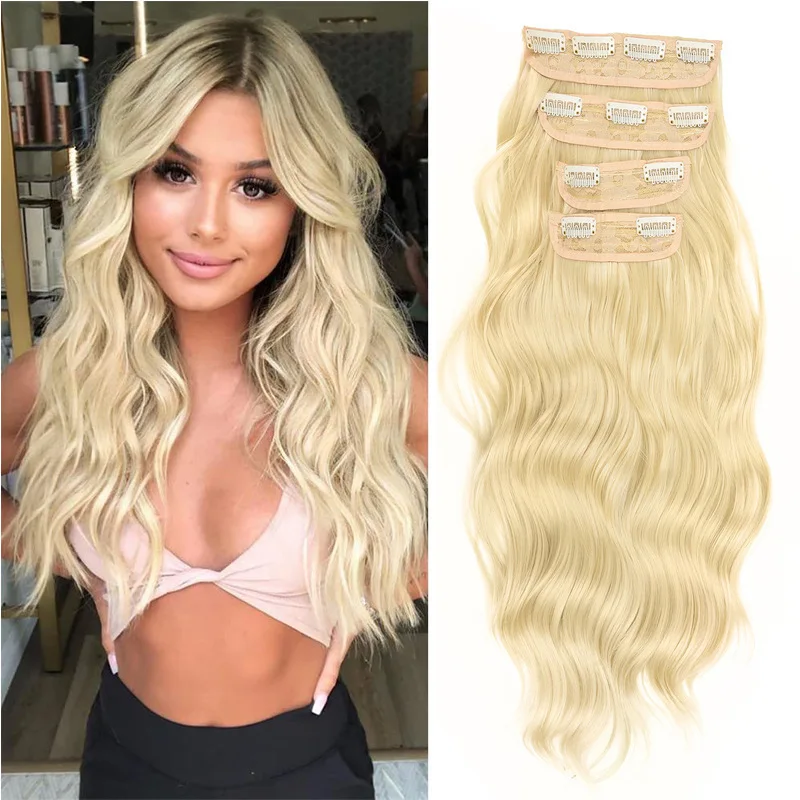 

4Water Wave Hair Extensions20inchFour-piece Hair Clip SetBBClip-in Hair Extensions for Women In Stock
