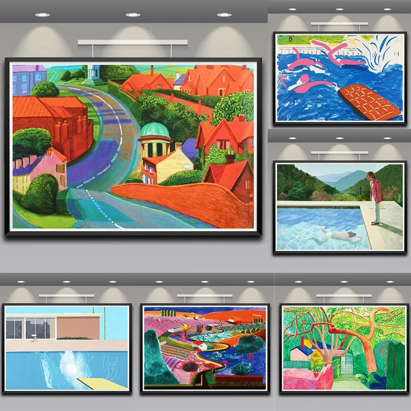 Poster Bigger Splashist David Hockney Landscape Canvas Painting Wall Art Decoration Picture Print Living Room Bedroom Home De