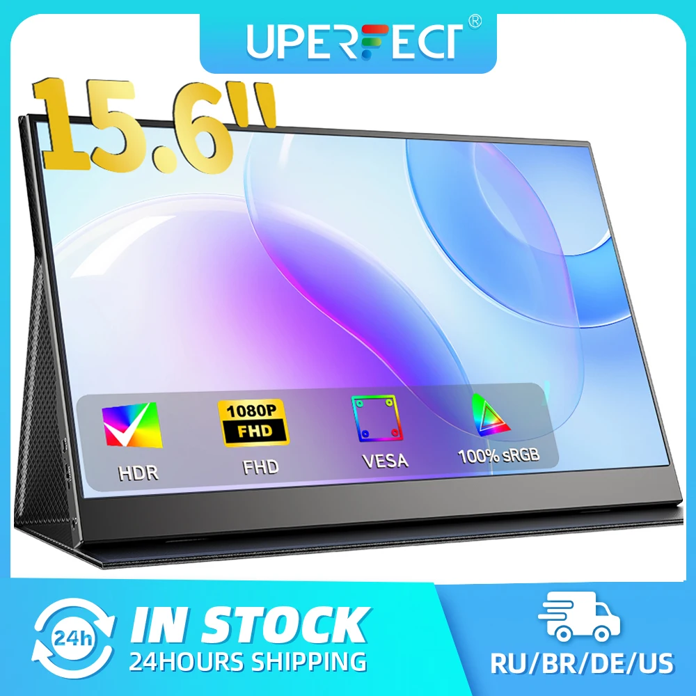 

UPERFECT 15.6" Portable Monitor 1080P FHD USB-C HDMI Computer Display IPS Gaming Monitor with Dual Speakers VESA for Laptop PC