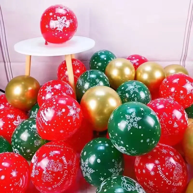 Weihnachtsfeier-Luftballons, 25,4 cm, Rot, Grün, Goldfarben, Dekor, Weihnachtsbaum, geeignet für Weihnachtsatmosphäre, Urlaub, Partyzubehör – Detail 4