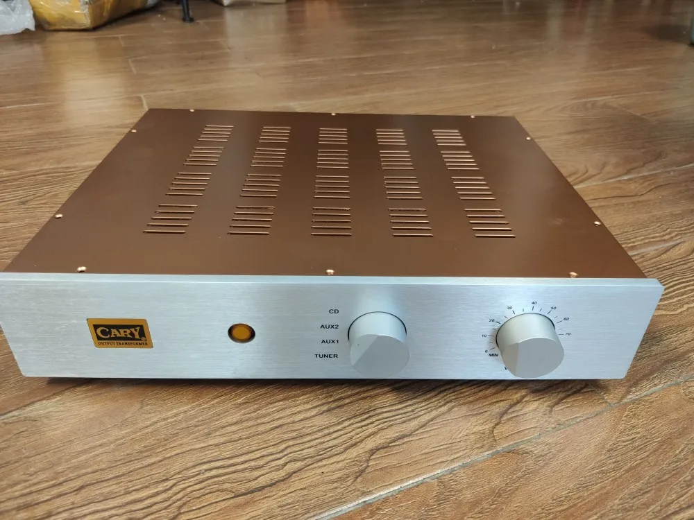 Cary preamplifier Aluminum panel  iron Copper plating body DIY chassis audio install box shell with Aluminum  knobs 430*330* 80