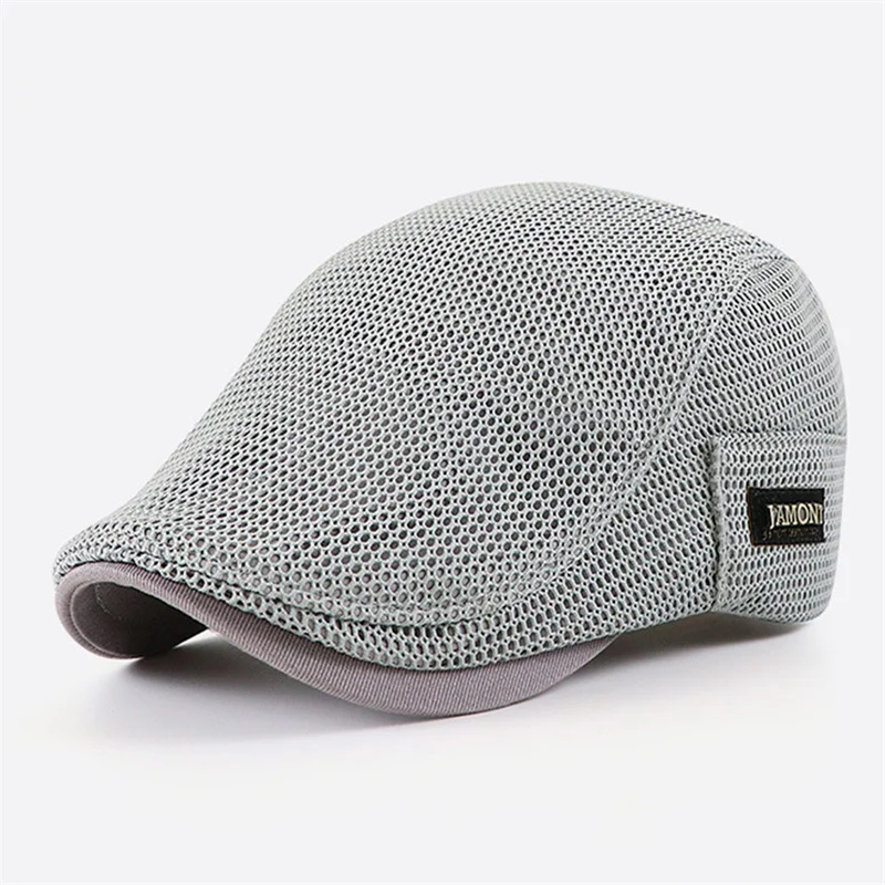 Breathable Mesh Hollow Berets Hat For Men Convenient Spring Summer Beret Quick-drying Newsboy Cap Retro Sun Hats Painter Caps