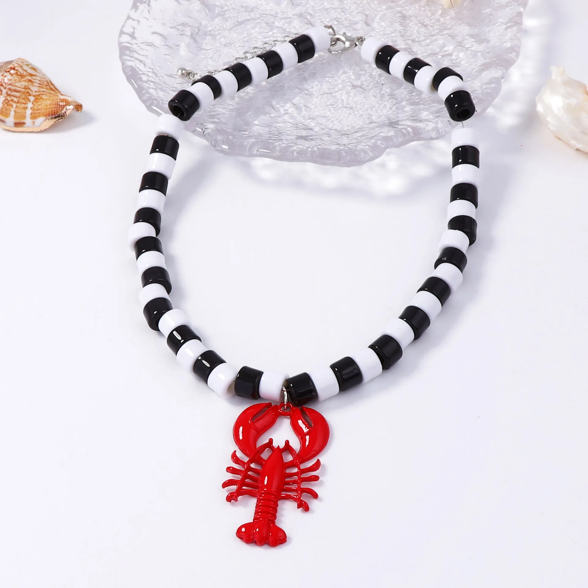 

ZAA Fashion Women Jewelry Enameled Metal Lobster Pendant Resin Beaded Choker Necklaces Trend Summer Party Holiday Accessories