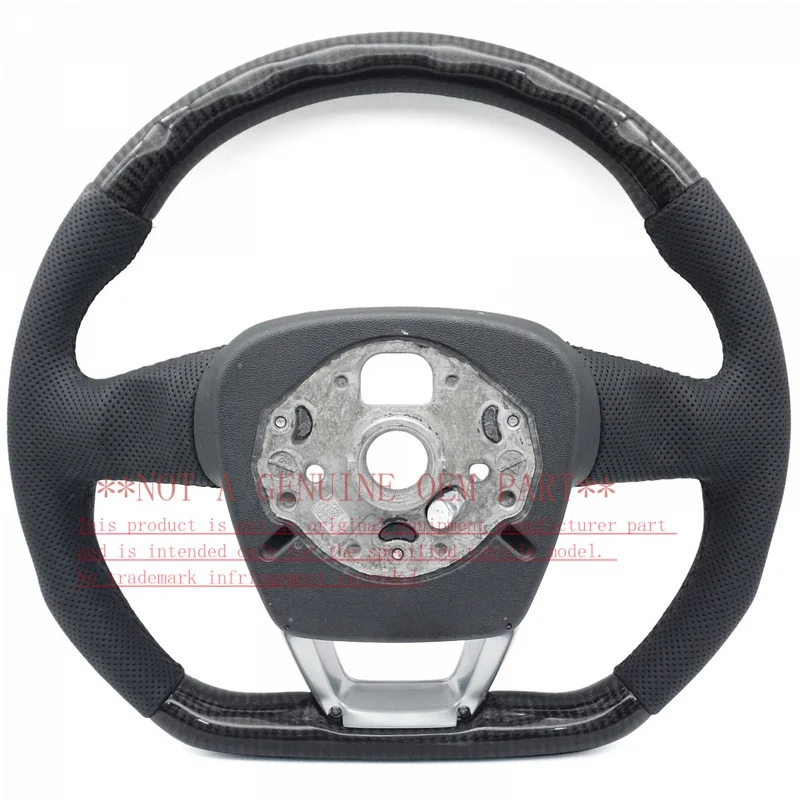 For Audi Steering Wheel Horn Cover Q5L S Mark Carbon Fiber Half Perforated Black Line Heated Style Decorative Cover