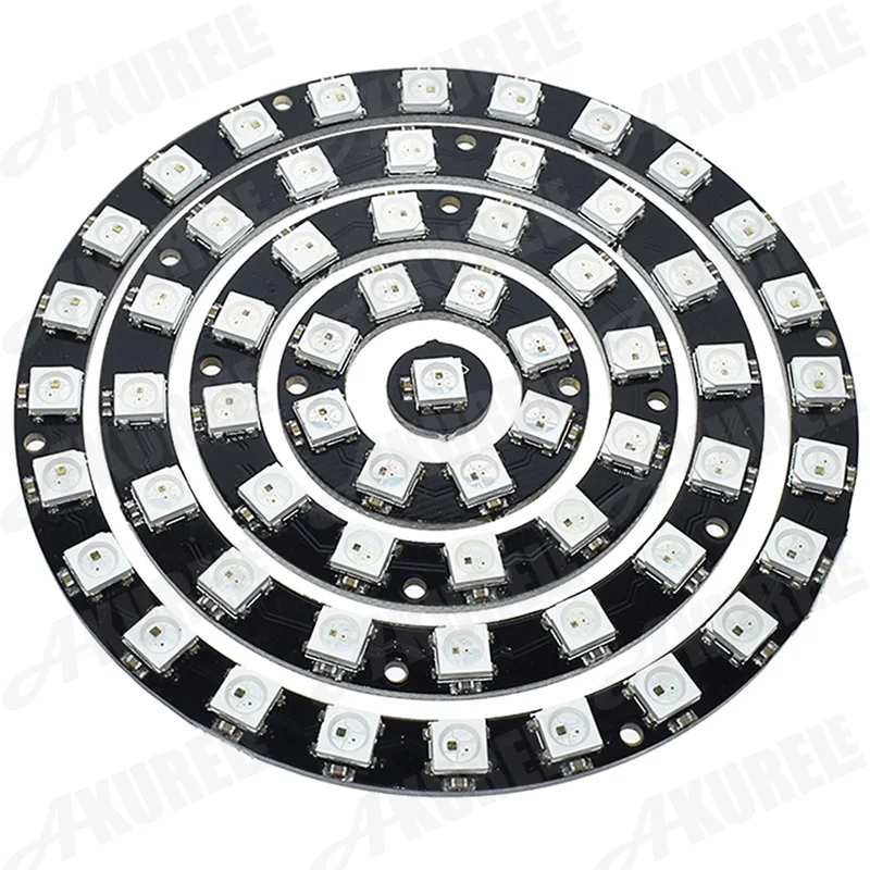 Anel de led rgb sde 1bit, 8/12/16/24bit, colorido, com placa redonda embutida, painel de lâmpada, controlador integrado para du