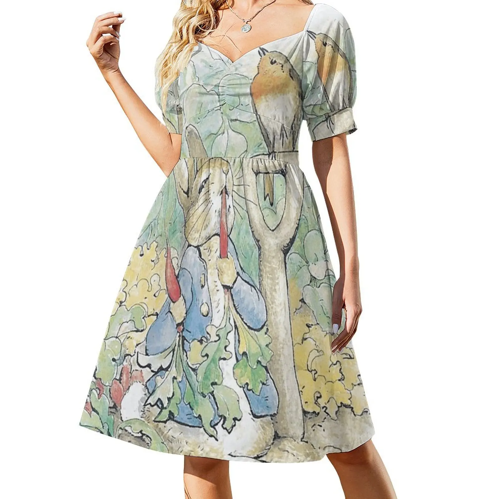 

Beatrix Potter Peter Rabbit Illustration Short-Sleeved Dress summer outfits for women 2025 luxury evening dresses 2025