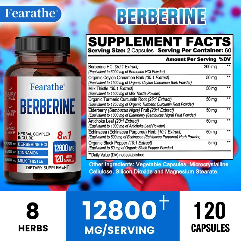 Berberine Capsules Contain Ceylon Cinnamon and Milk Thistle To Promote Liver Function, Intestinal Health, and Immunity.