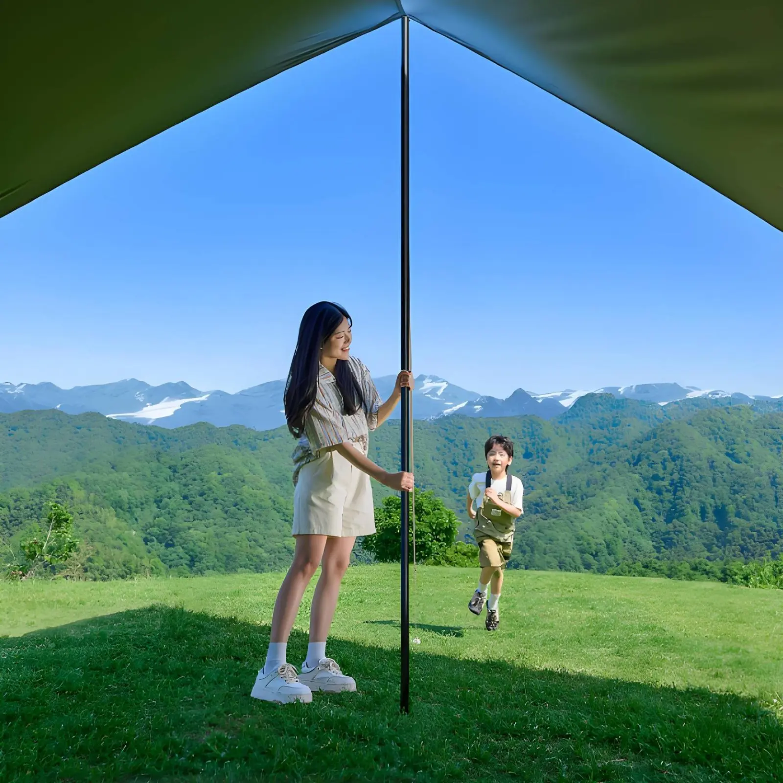 2 Pieces 25 Mm Shelter Pole Thickened Tube Awning Support Pole Outdoor Gear Foldable Long-Lasting for Camping