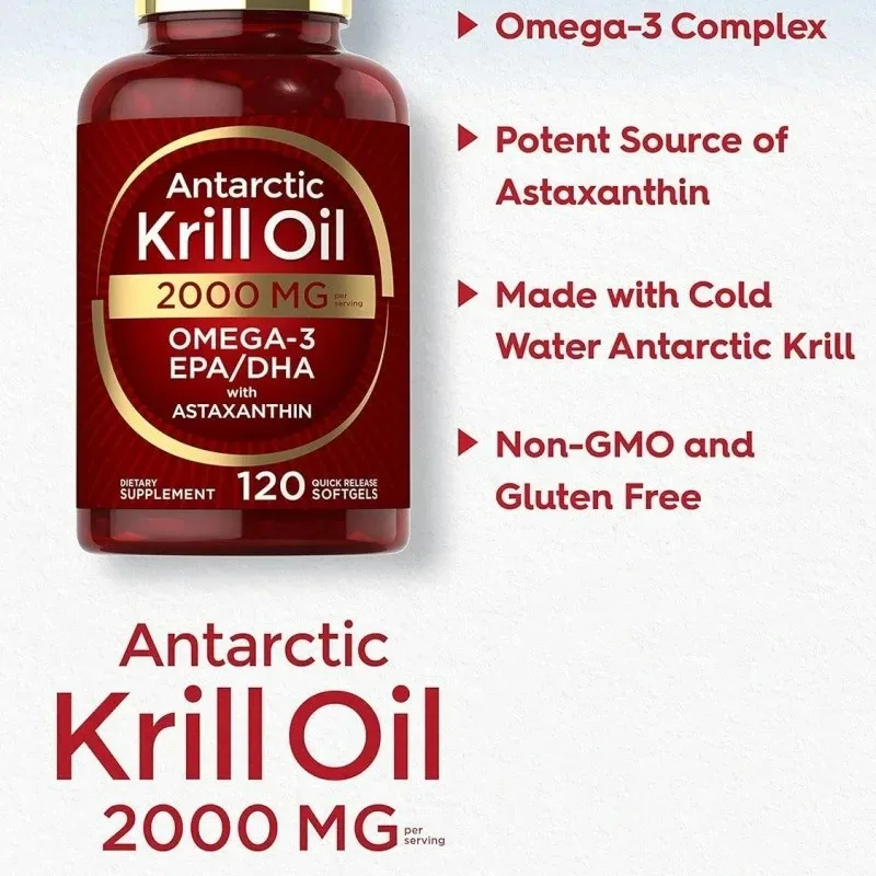 

Высокопоглощаемые мягкие капсулы с маслом Krill Omega3Phospholipids Астаксантин поддерживает здоровье сердца и мозга PureNon GMO 60 капсул