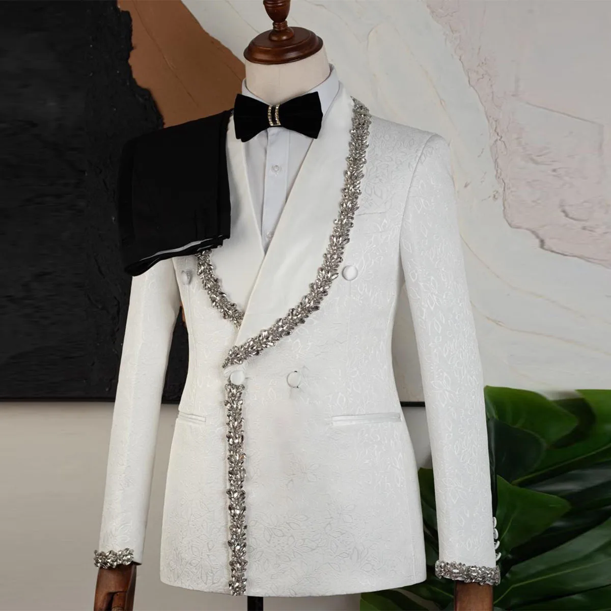 

Мужские костюмы-смокинги из 2-х частей с бриллиантами, индивидуальный пошив, для свадьбы, торжеств, выпускного вечера, элегантные мужские пиджаки.