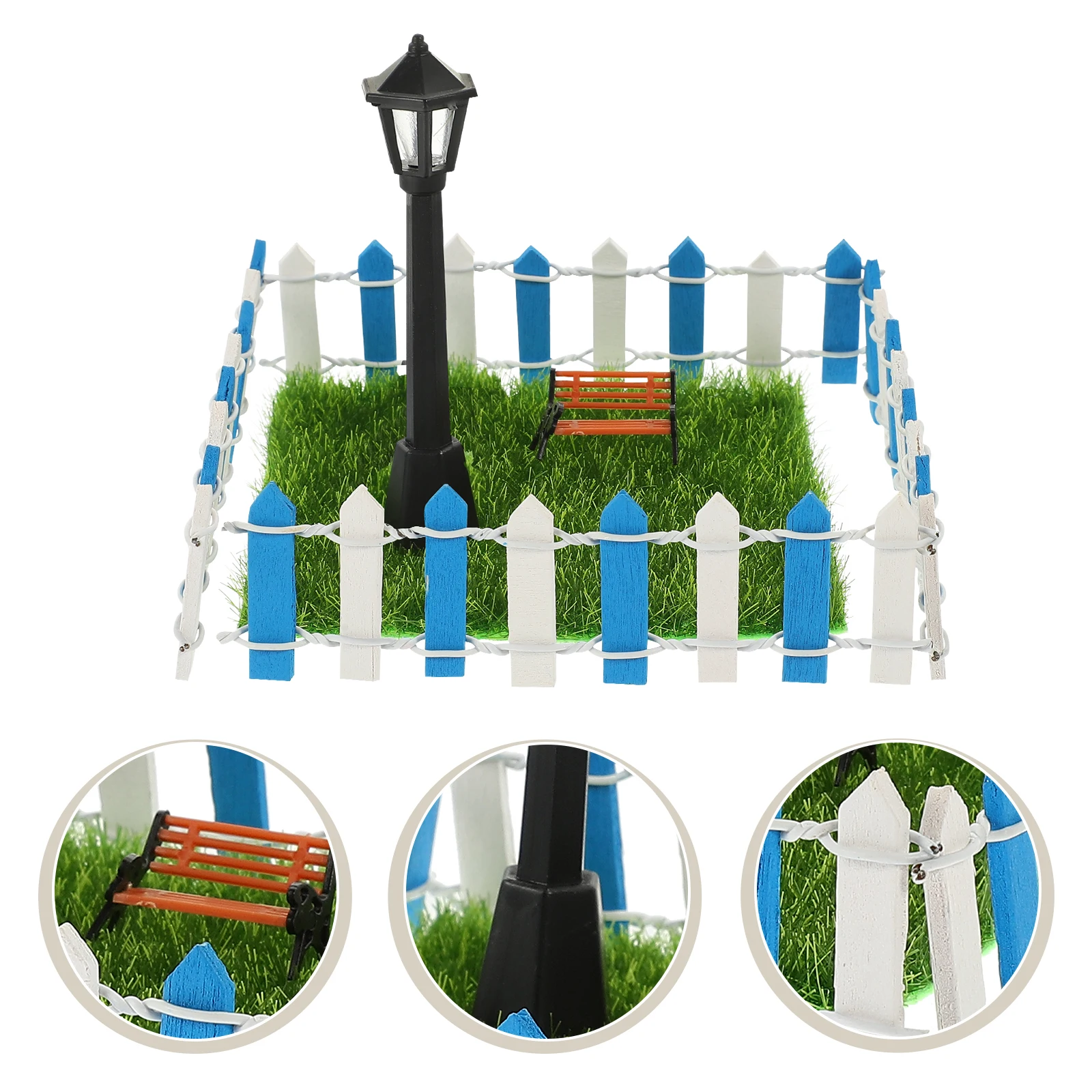 

7 PCS Mini Simulated Park Chair Ornaments Decorations Lawn Model Green Miniature