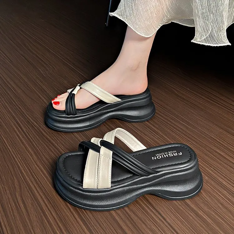 PU tecido borracha Roma sapatos, saltos baixos casco