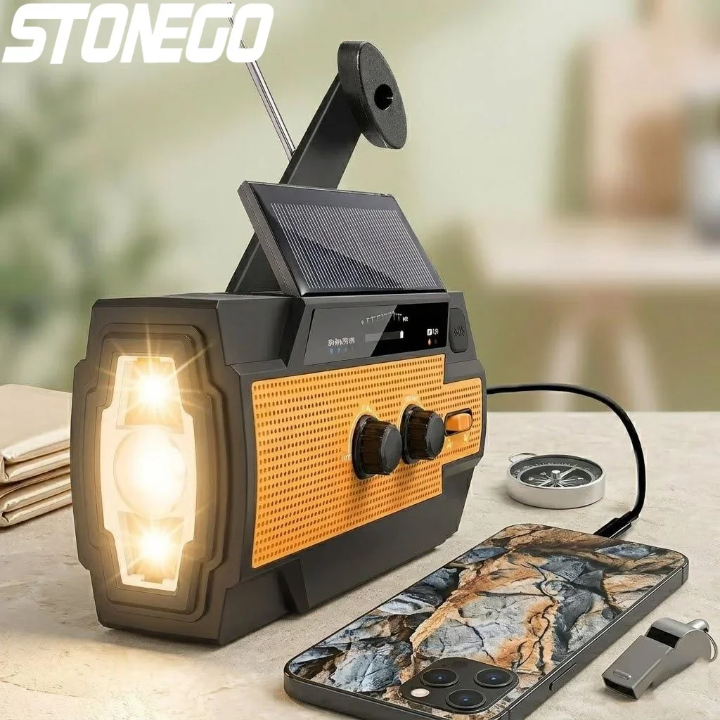 Emergency Solar Hand Crank Radio with AM FM NOAA Weather Alert 4000mAh Power Bank Flashlight Phone Charger SOS Alarm