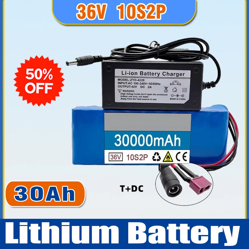 High-Quality 36V Battery 30ah 18650 10S2P Battery Pack 500W High-power Battery Electric Bicycle with charger