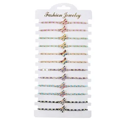 12 Pcs/Lot Zinc Alloy Butterfly Seastar Charm Glass Crystal Seed Beads Bracelet Women New Fashion Animal Rope Handmade Jewelry