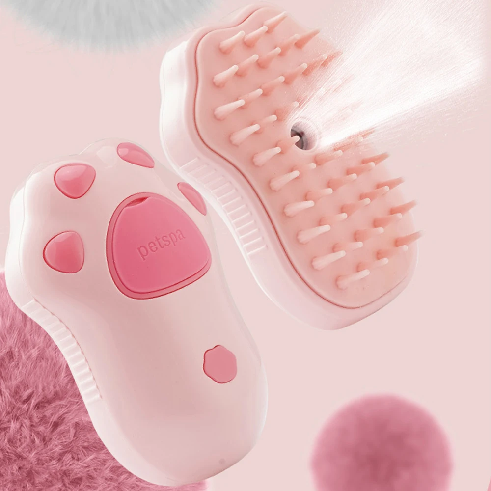 Cat Steamy Brush Dog Massage Comb Built-in Electric Water Spray Soft Silicone Pet Hair Removal Grooming Brush Cat Accessories