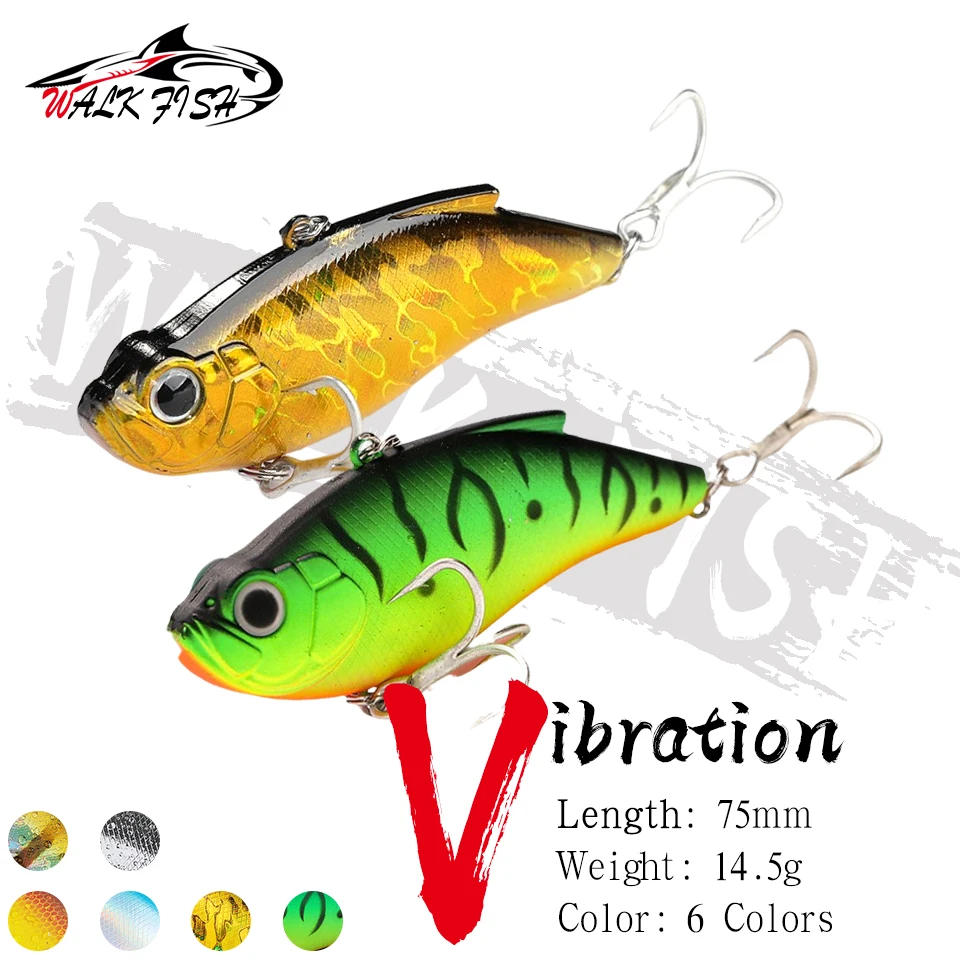 WALK FISH 1 Stück 75mm 14,5g Vibrations-Angelköder Farbenfroher Sinkender Lidless Crank Köder für Salzwasser und Süßwasser Künstlicher Harter Köder