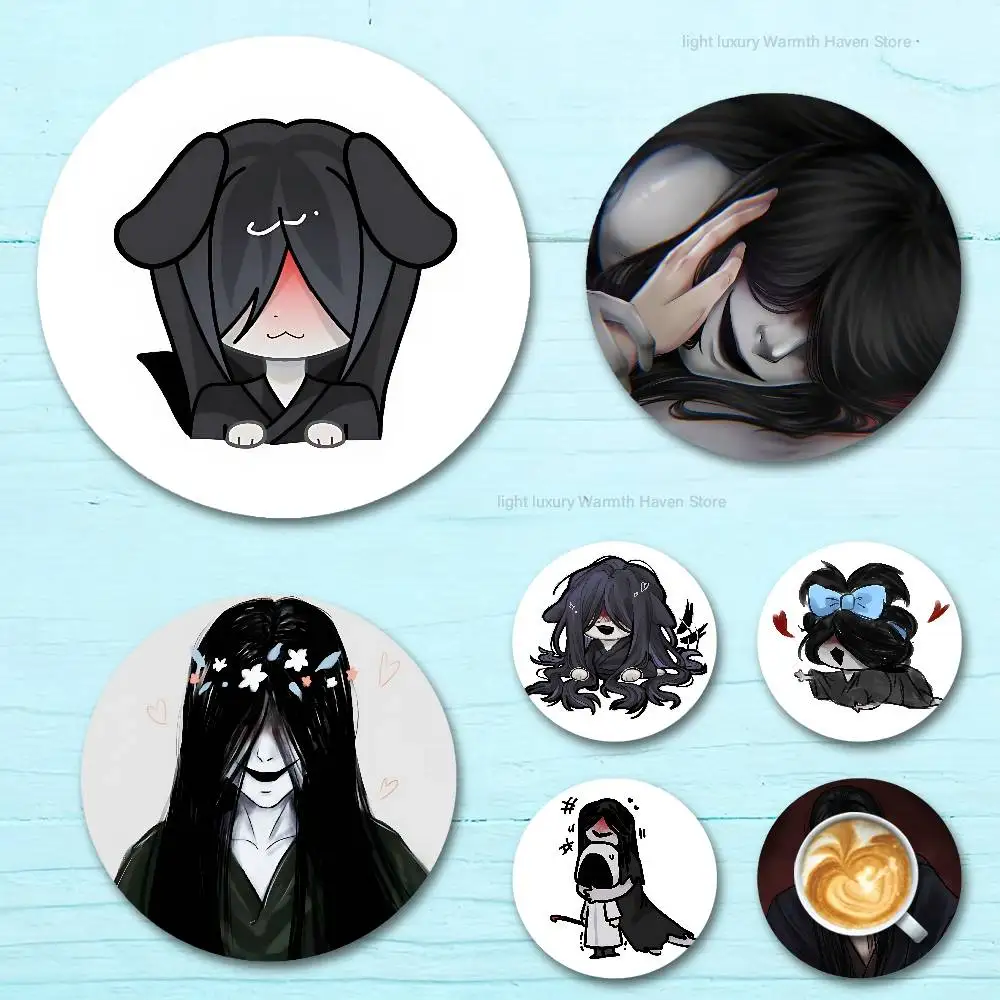 

H-Homicipher Mr C-Crawling Heat Resistant Round Wooden Coasters Non-slip Drink Cafe Decoration 2D Flat Color Print Coasters