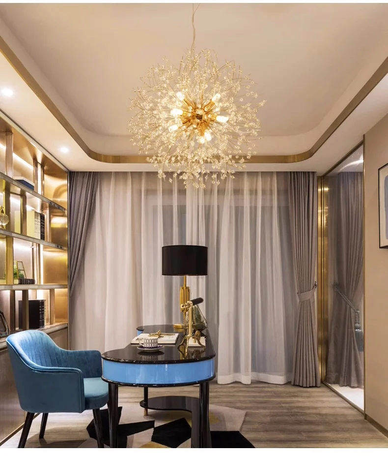 Nordic Dandelion Chandelier Gold Chrome G9 Pendant