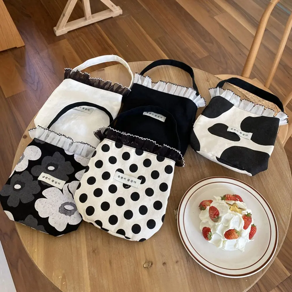 Bolso de playa de encaje para mujer, bolsa de té de leche, temperamento, bolsas de lona de estilo coreano, bolsas de Picnic para el día de primavera, bolsos de Almuerzo