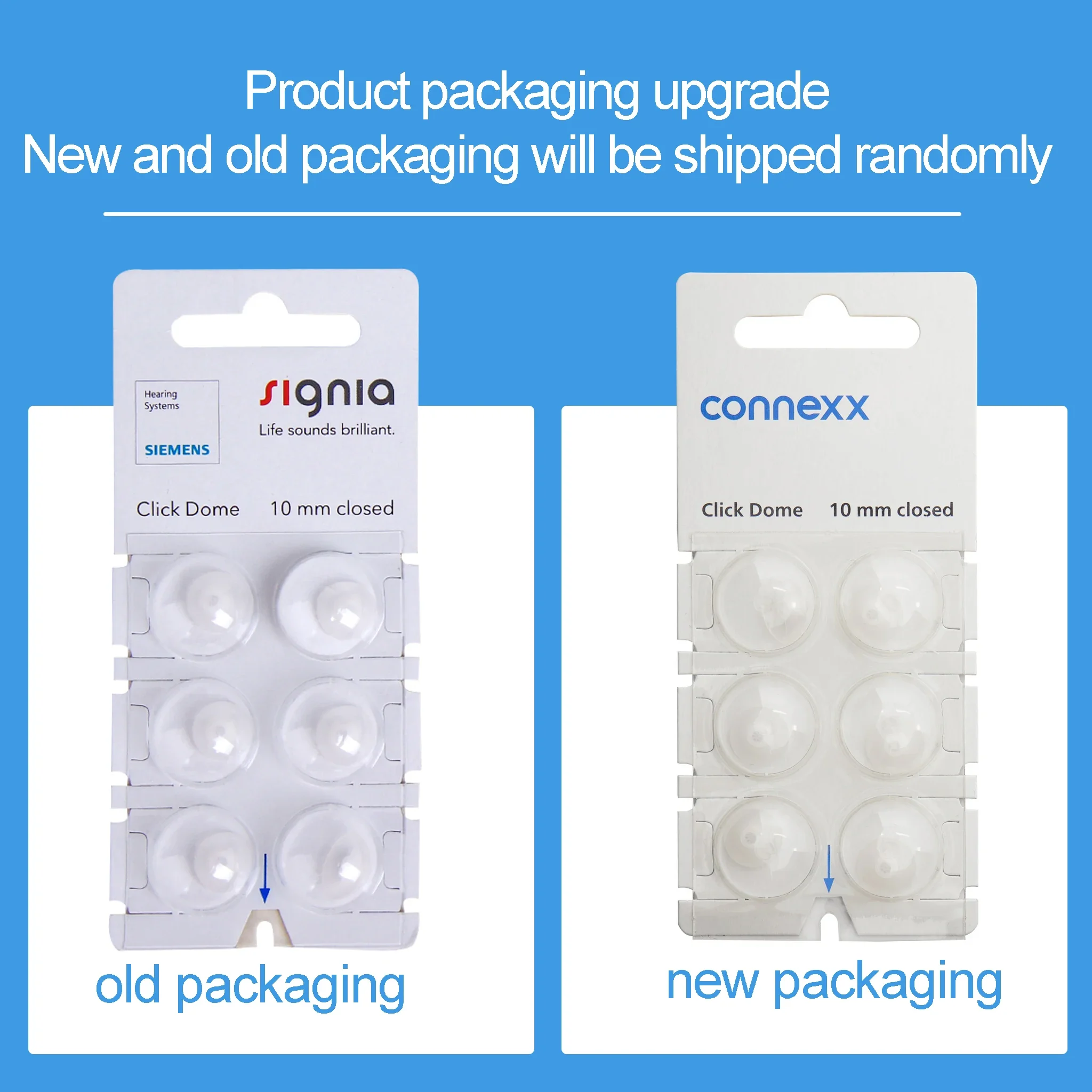 Signia Click Connexx Sleeve Original Silicone Ear domes ,for Siemens Signia Rexton CIC ITC and RIC Model Hering Aids