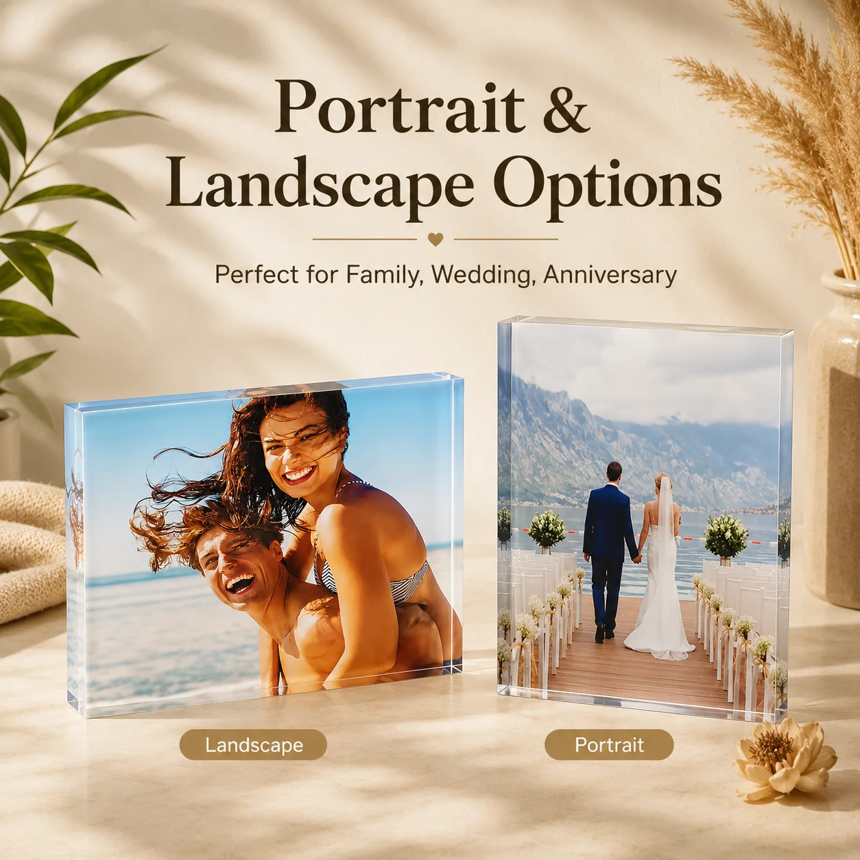 1PC Custom Acrylic Photo Block Personalized Picture Display for Couple Family Wedding Anniversary Birthday Home Desk Decor