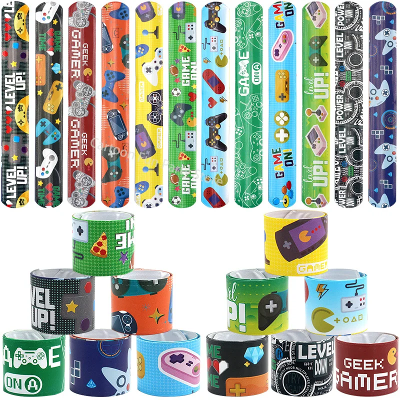 10/30Pcs Video Game on Theme party Slap Bracelets Wristband Toys for Kids Boy Birthday Party favors Guests Gift Pinata Fillers