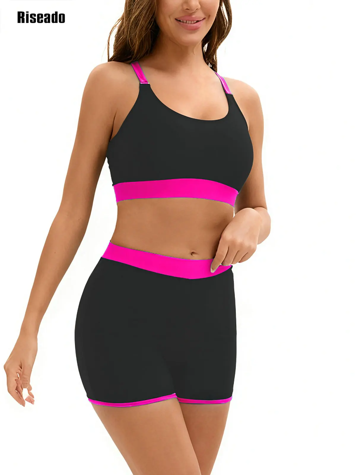 2026 جديد قطعتين مجموعة البكيني الإناث رفع عالية الخصر ملابس السباحة عبر الظهر المحاصيل الأعلى ملابس السباحة 2026 ملابس الشاطئ