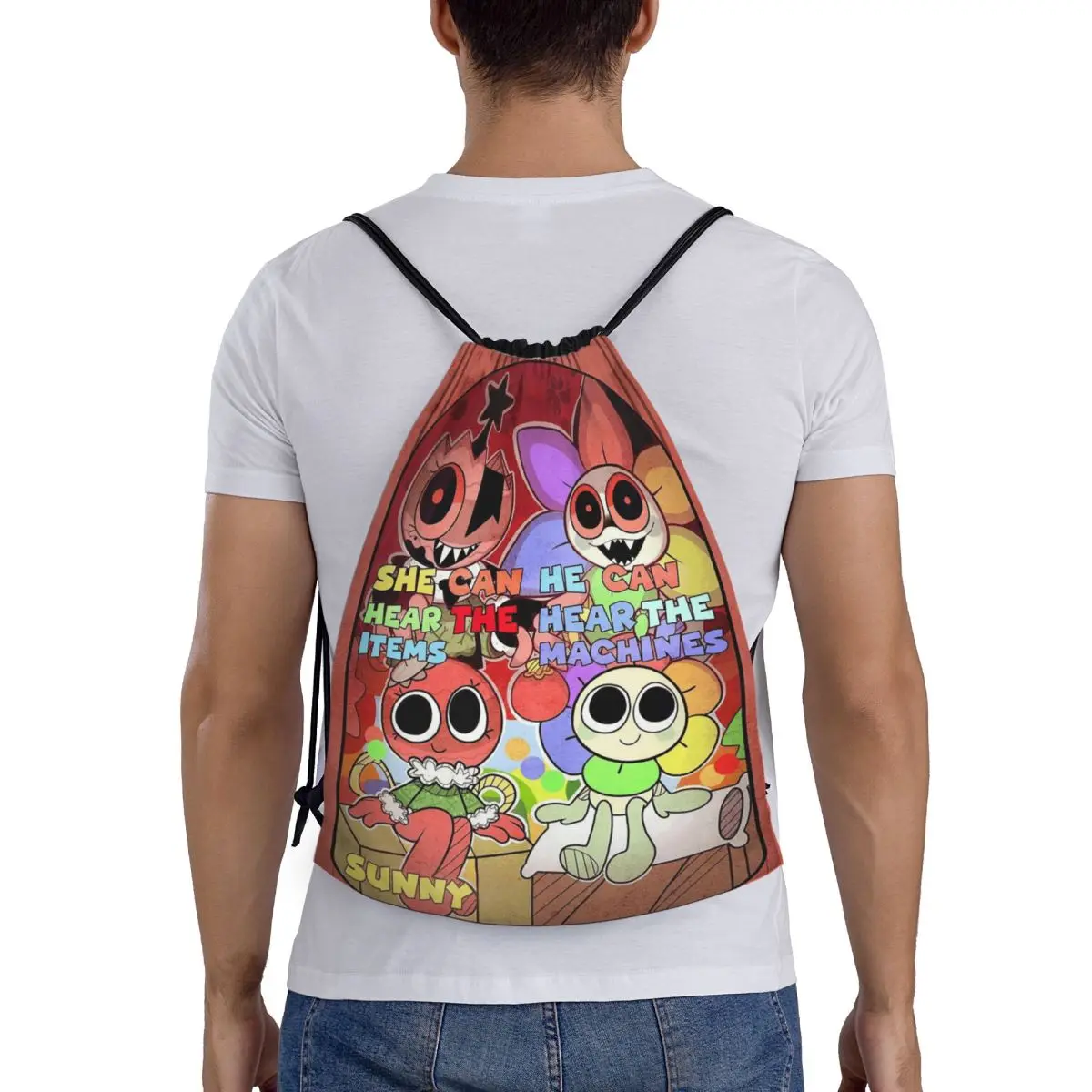 

Bobette And Dandy Cartoon Dandy's World Backpacks Portable Drawstring Bundle Pocket Shoes Bag Book Bags For Travel Students